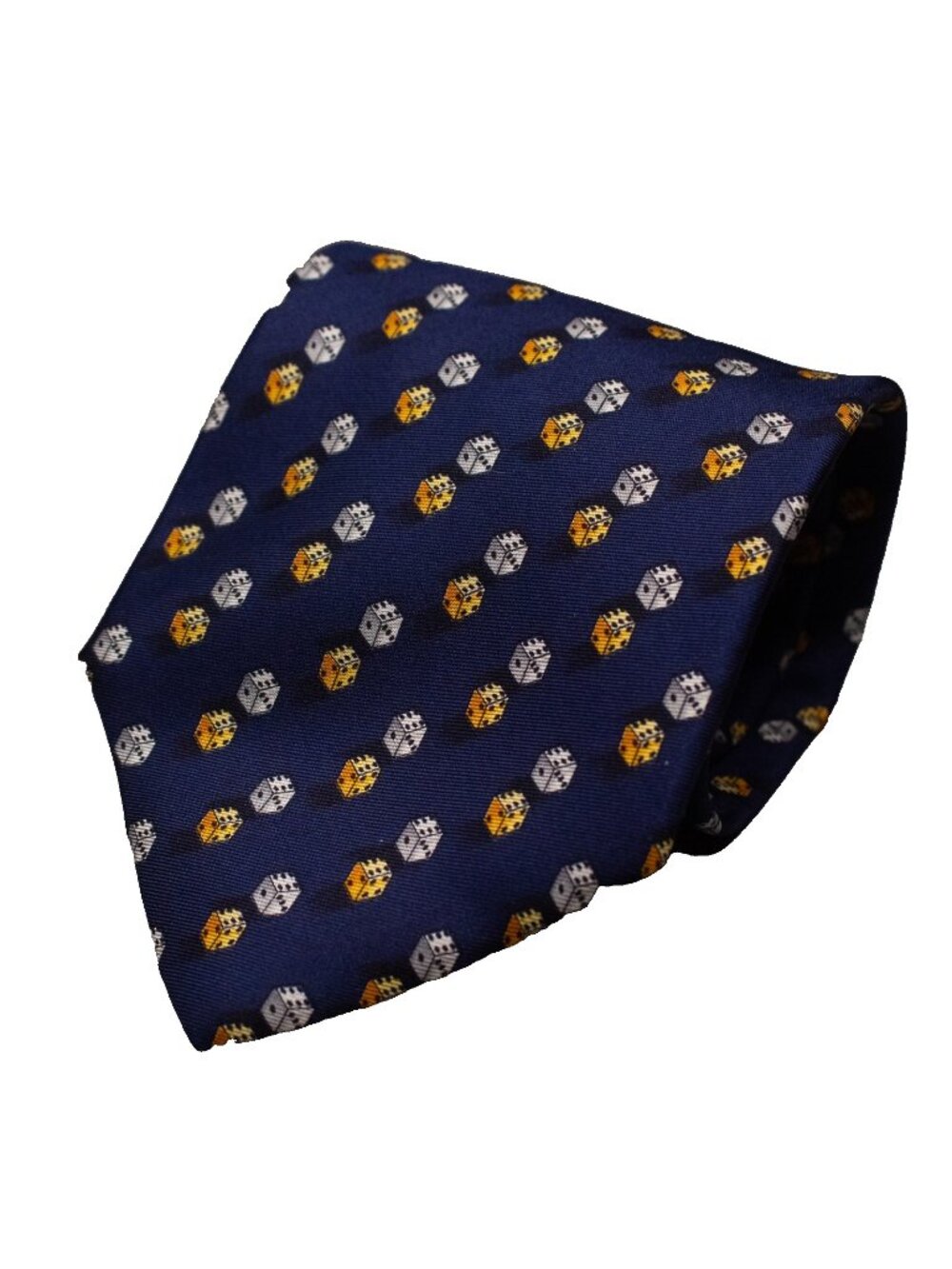 NWT Tie Rack Tie 100% Silk Dice Pattern Made in Italy Satin Blue 3.5"